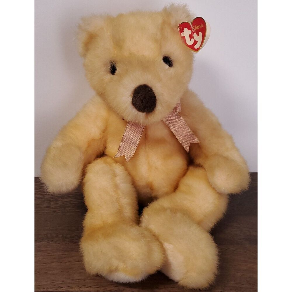 Vintage TY Plush 1999 Butterbeary Golden Brown Teddy Stuffed Animal Org Tags NEW